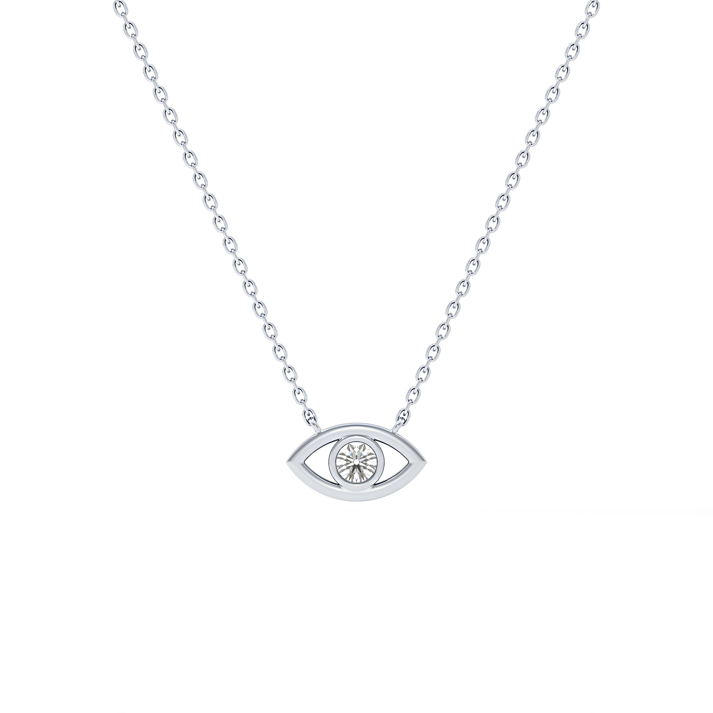 0.08 TCW Round Lab-Grown Diamond Evil Eye Charm Necklace 12