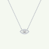 0.08 CT Round Lab-Grown Diamond Evil Eye Charm Necklace