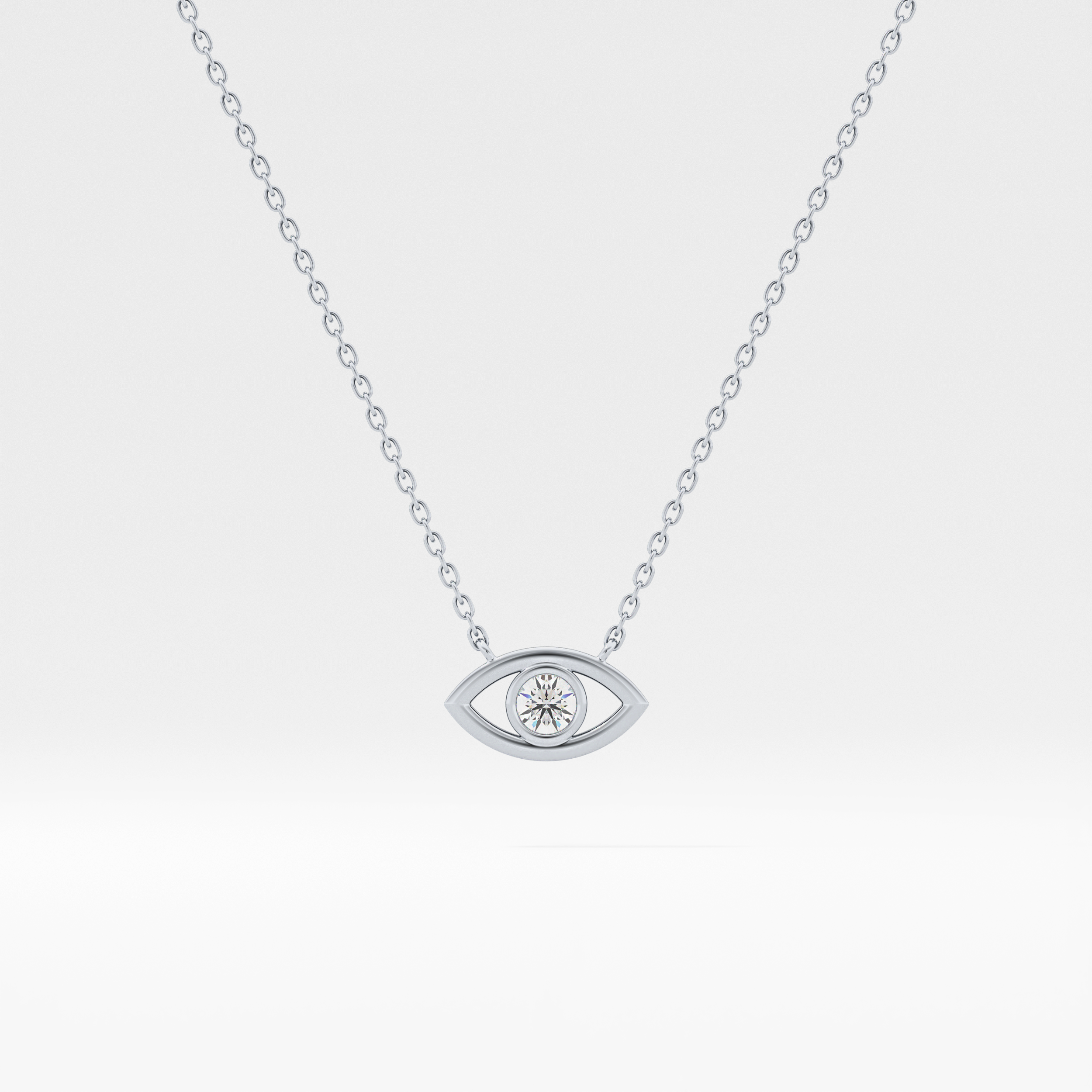 0.08 TCW Round Lab-Grown Diamond Evil Eye Charm Necklace 11