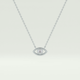 0.08 CT Round Lab-Grown Diamond Evil Eye Charm Necklace