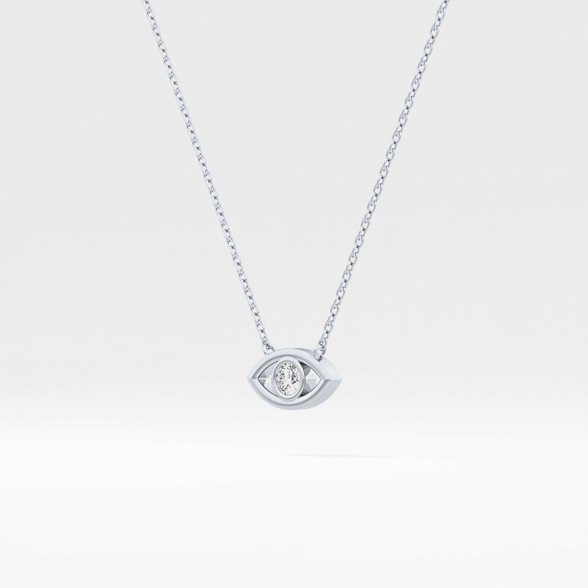 0.08 TCW Round Lab-Grown Diamond Evil Eye Charm Necklace 13