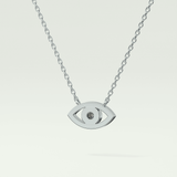 0.08 CT Round Lab-Grown Diamond Evil Eye Charm Necklace
