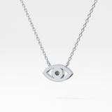 0.08 TCW Round Lab-Grown Diamond Evil Eye Charm Necklace 15