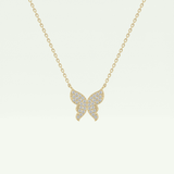 0.094 TCW Round Lab-Grown Diamond Butterfly Charm Necklace