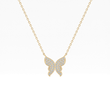0.094 TCW Round Lab-Grown Diamond Butterfly Charm Necklace 1