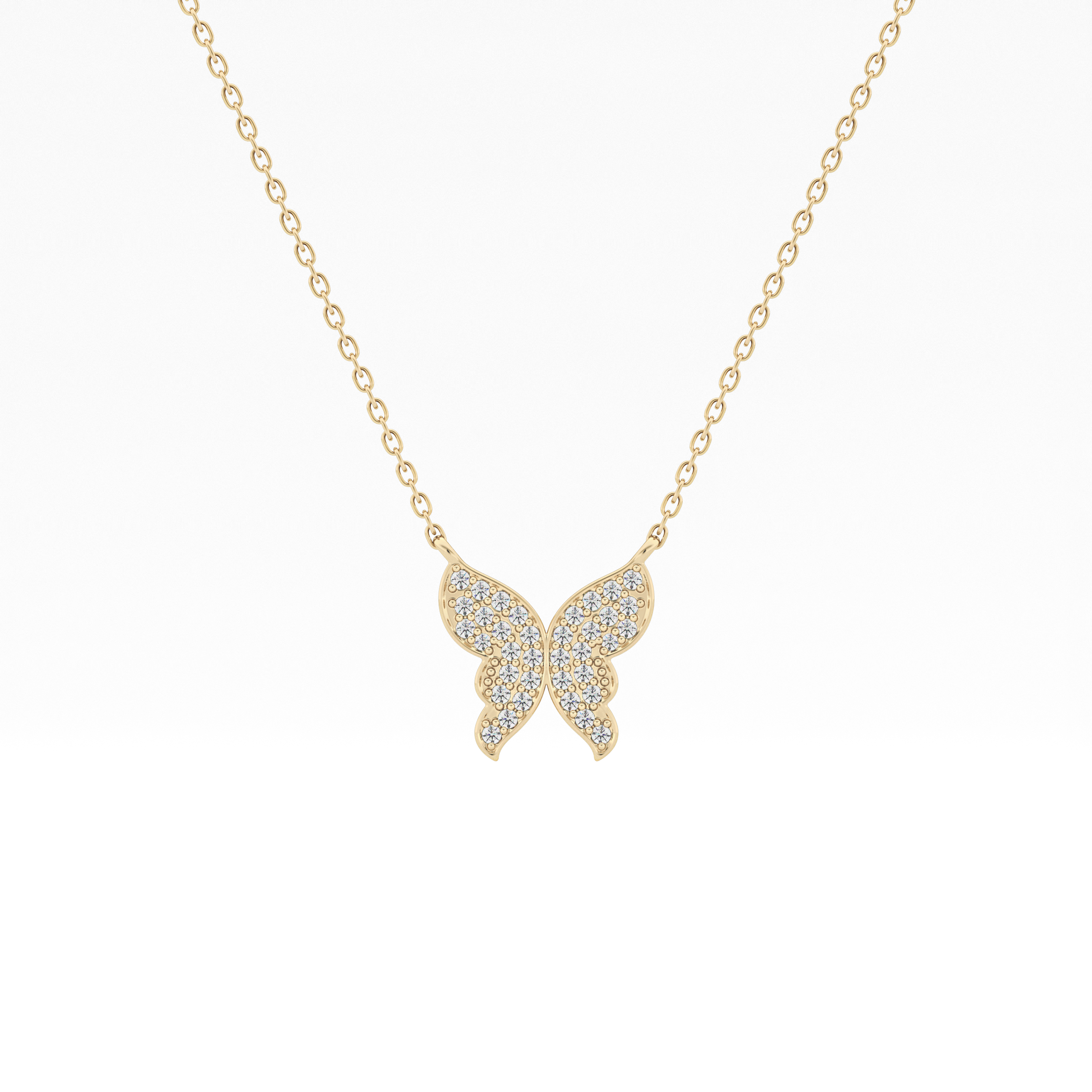 0.094 TCW Round Lab-Grown Diamond Butterfly Charm Necklace 1