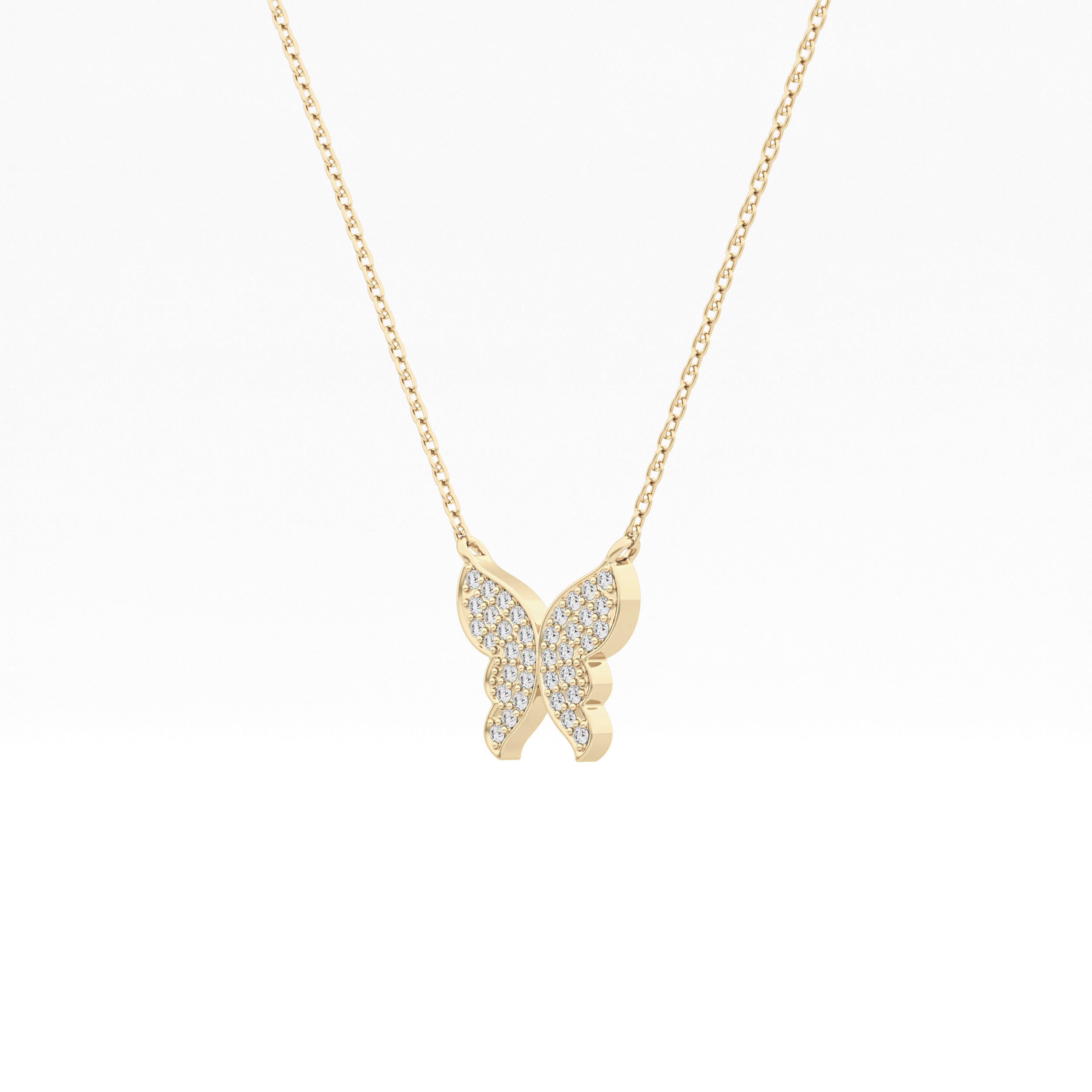 0.094 TCW Round Lab-Grown Diamond Butterfly Charm Necklace 2