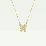 0.094 TCW Round Lab-Grown Diamond Butterfly Charm Necklace
