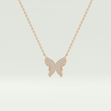 0.094 TCW Round Lab-Grown Diamond Butterfly Charm Necklace