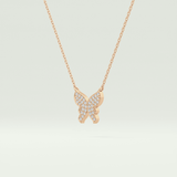0.094 TCW Round Lab-Grown Diamond Butterfly Charm Necklace