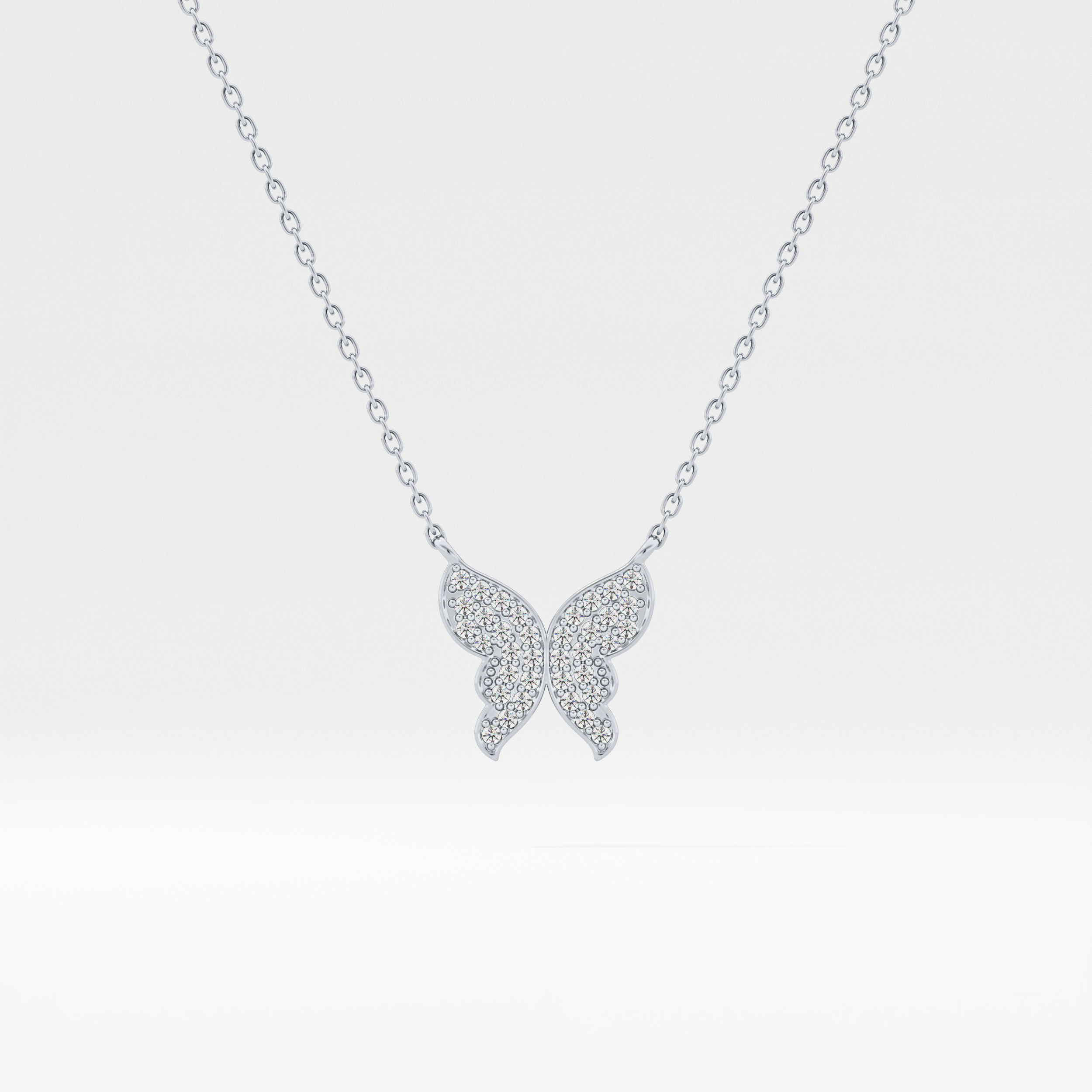 0.094 TCW Round Lab-Grown Diamond Butterfly Charm Necklace 9