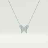 0.094 TCW Round Lab-Grown Diamond Butterfly Charm Necklace