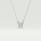 0.094 TCW Round Lab-Grown Diamond Butterfly Charm Necklace