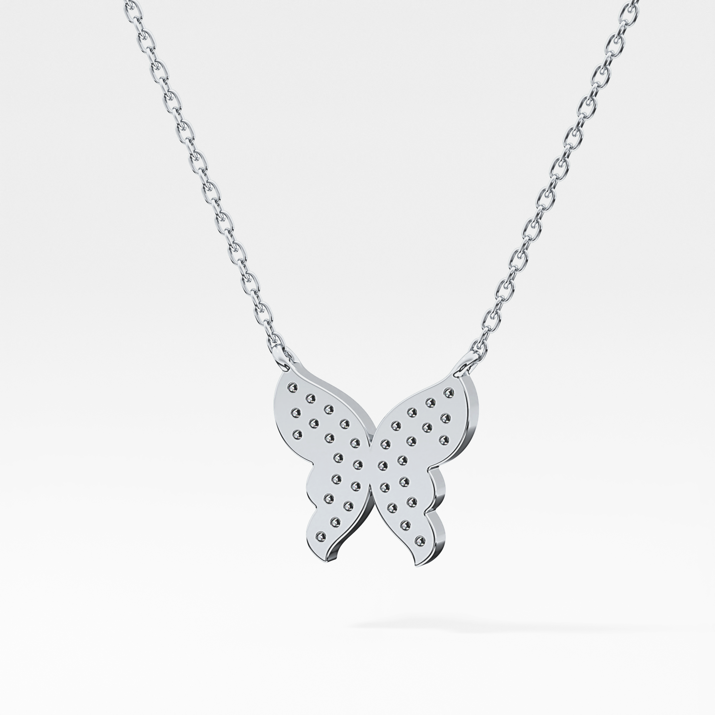 0.094 TCW Round Lab-Grown Diamond Butterfly Charm Necklace 12