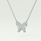 0.094 TCW Round Lab-Grown Diamond Butterfly Charm Necklace