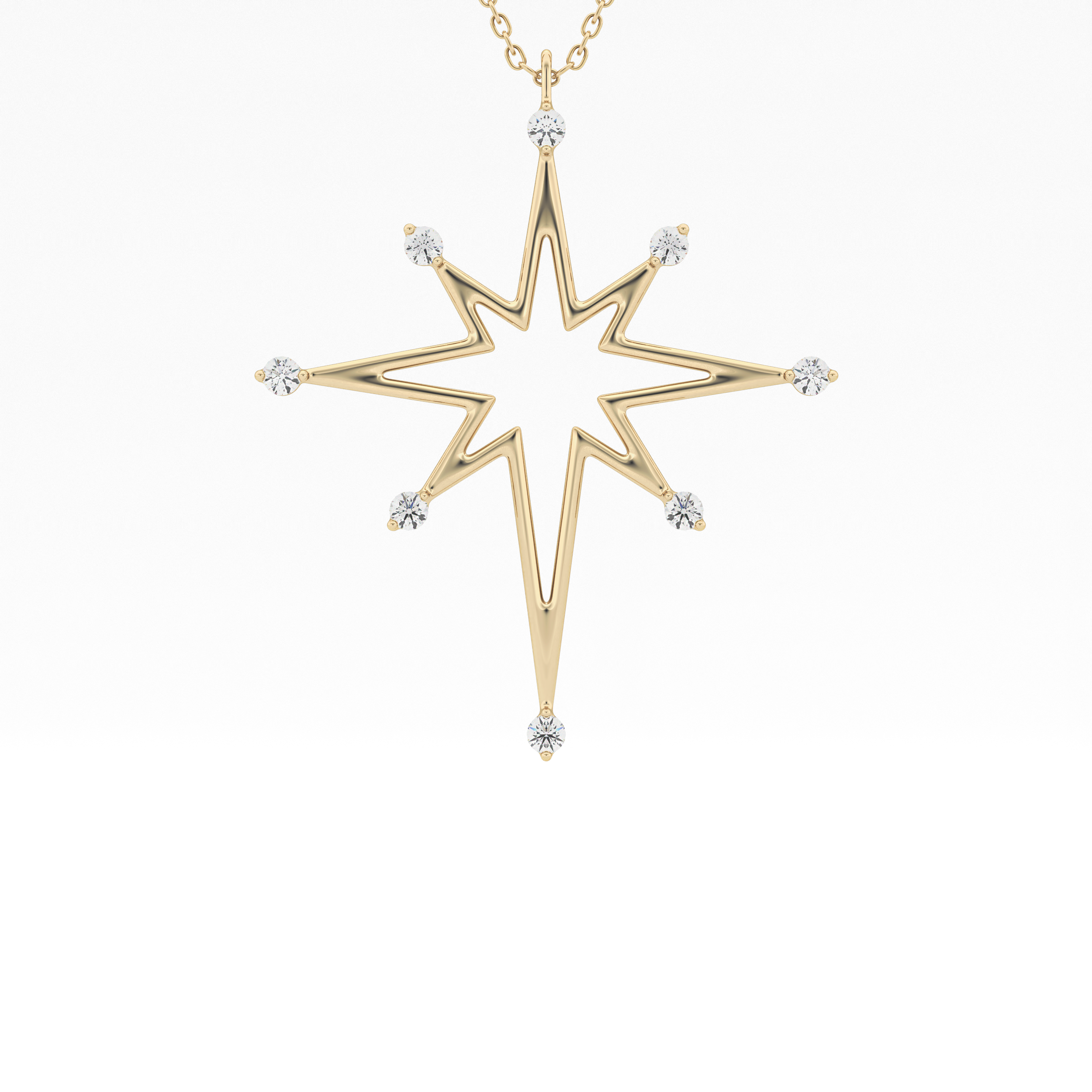 0.17 TCW Round Lab-Grown Diamond Star Shaped Charm Necklace 1