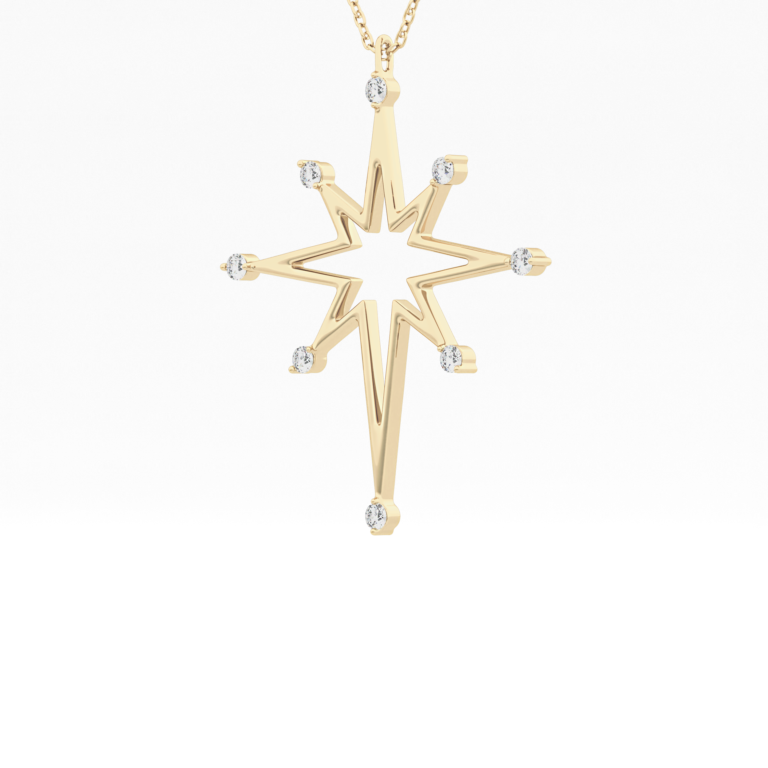 0.17 TCW Round Lab-Grown Diamond Star Shaped Charm Necklace 3