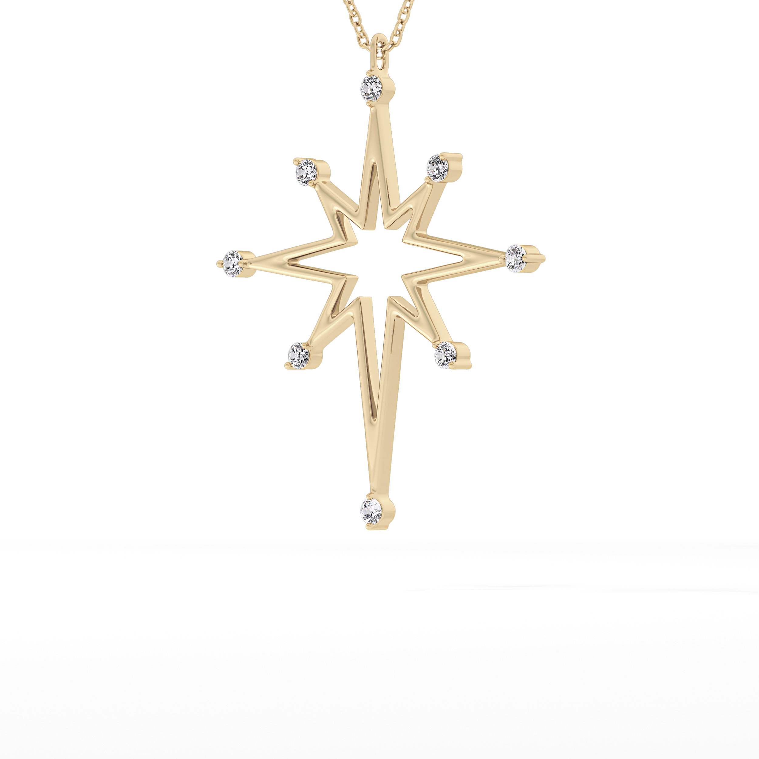 0.17 TCW Round Lab-Grown Diamond Star Shaped Charm Necklace 5