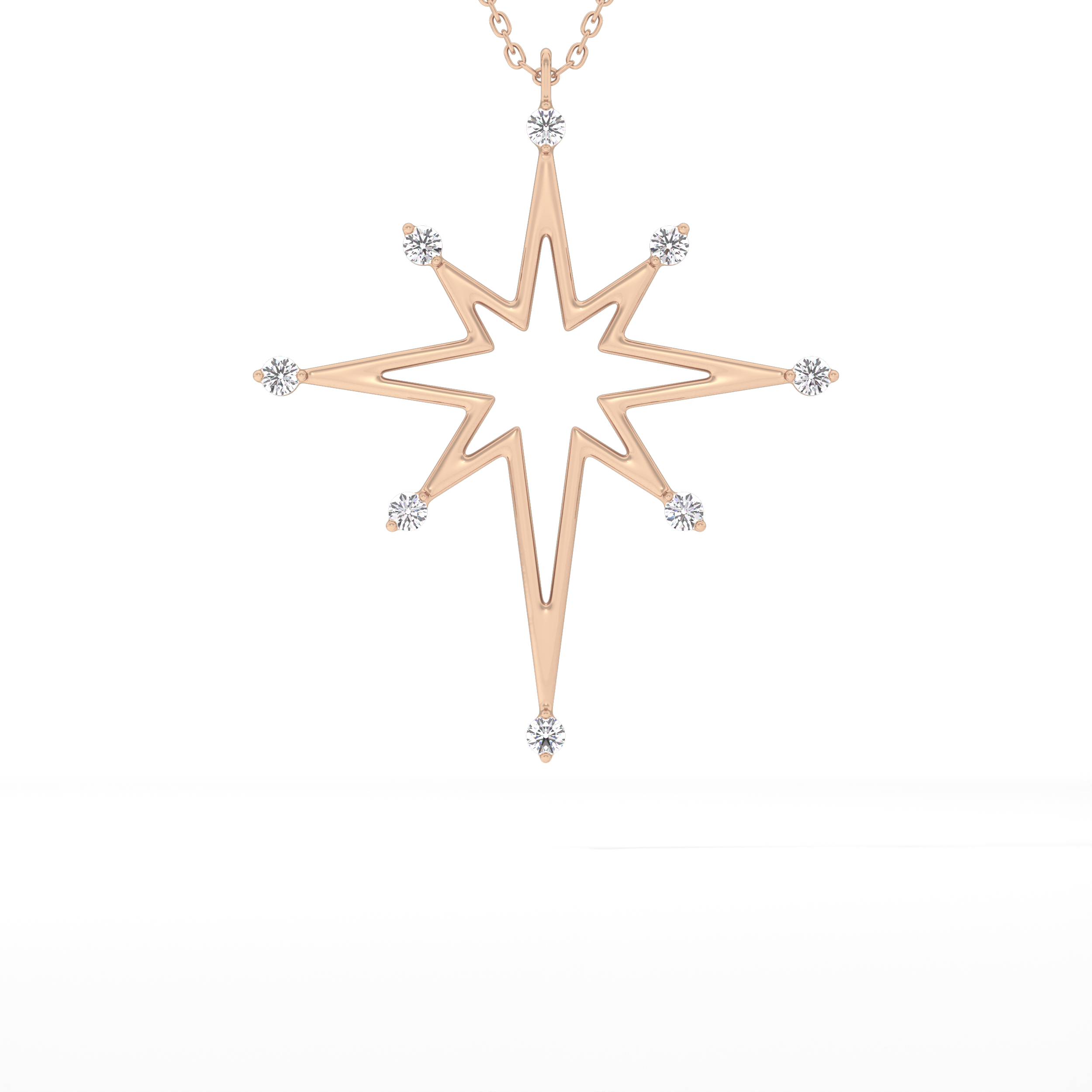 0.17 TCW Round Lab-Grown Diamond Star Shaped Charm Necklace 8