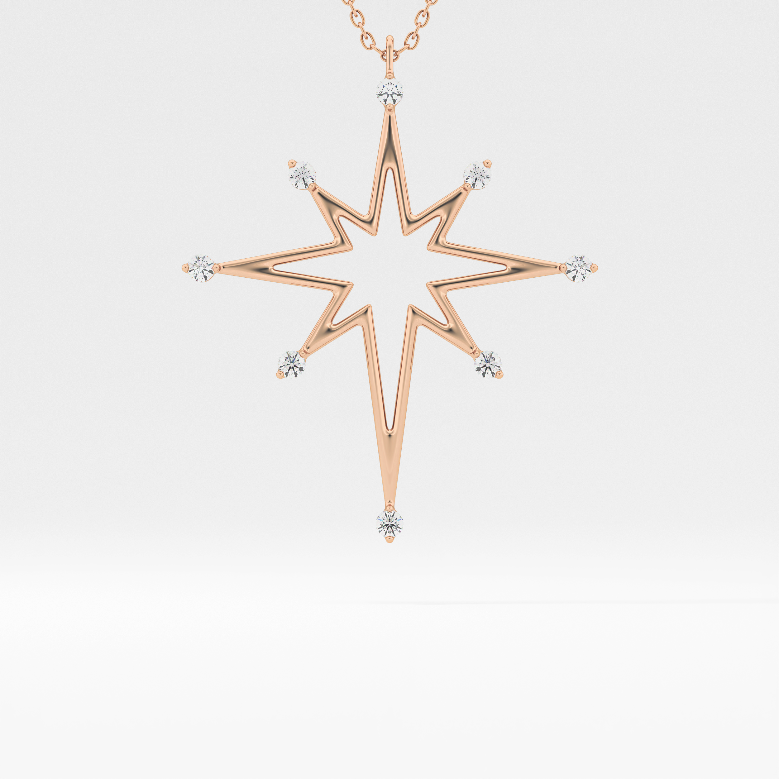 0.17 TCW Round Lab-Grown Diamond Star Shaped Charm Necklace 7
