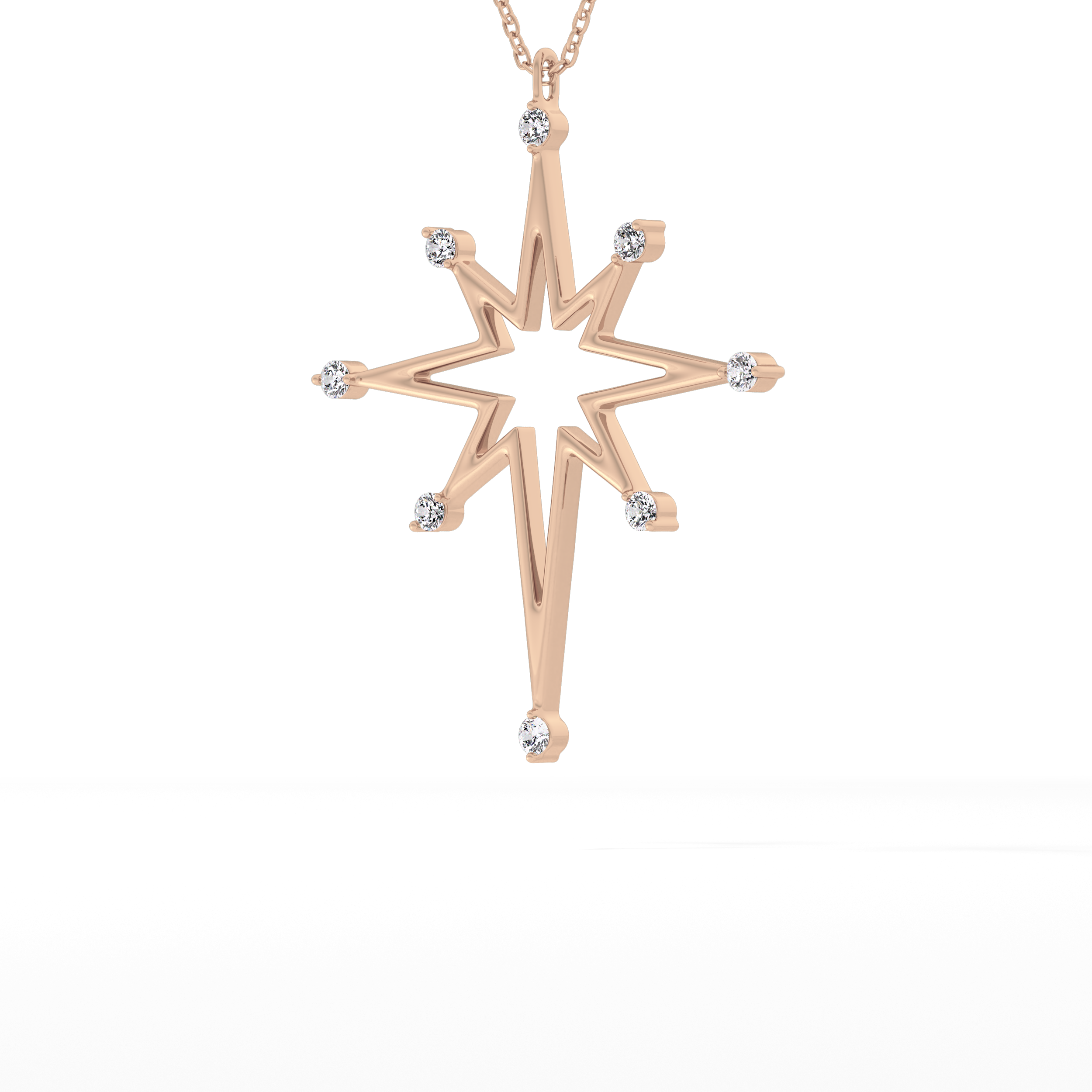 0.17 TCW Round Lab-Grown Diamond Star Shaped Charm Necklace 11