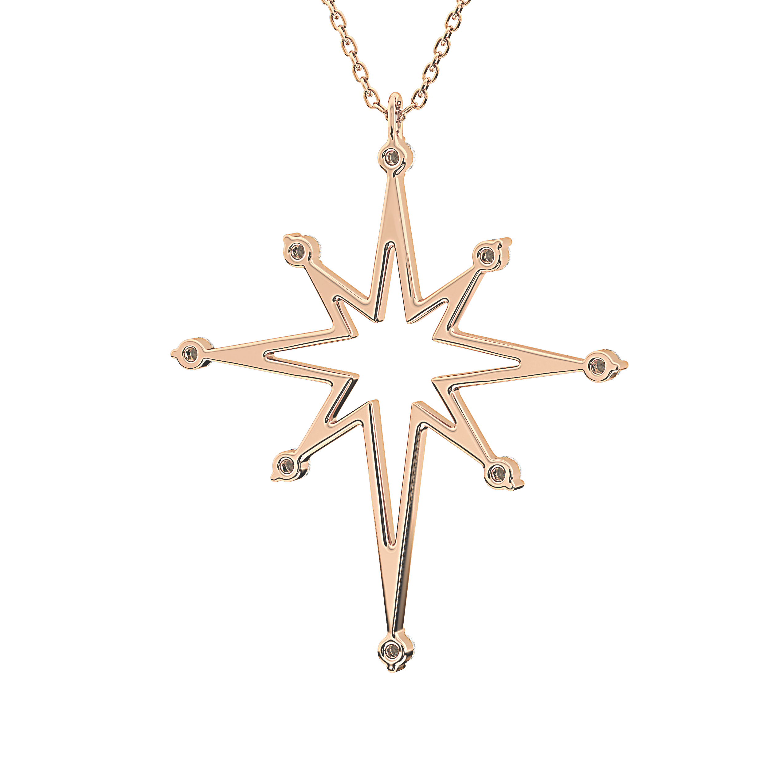 0.17 TCW Round Lab-Grown Diamond Star Shaped Charm Necklace 12