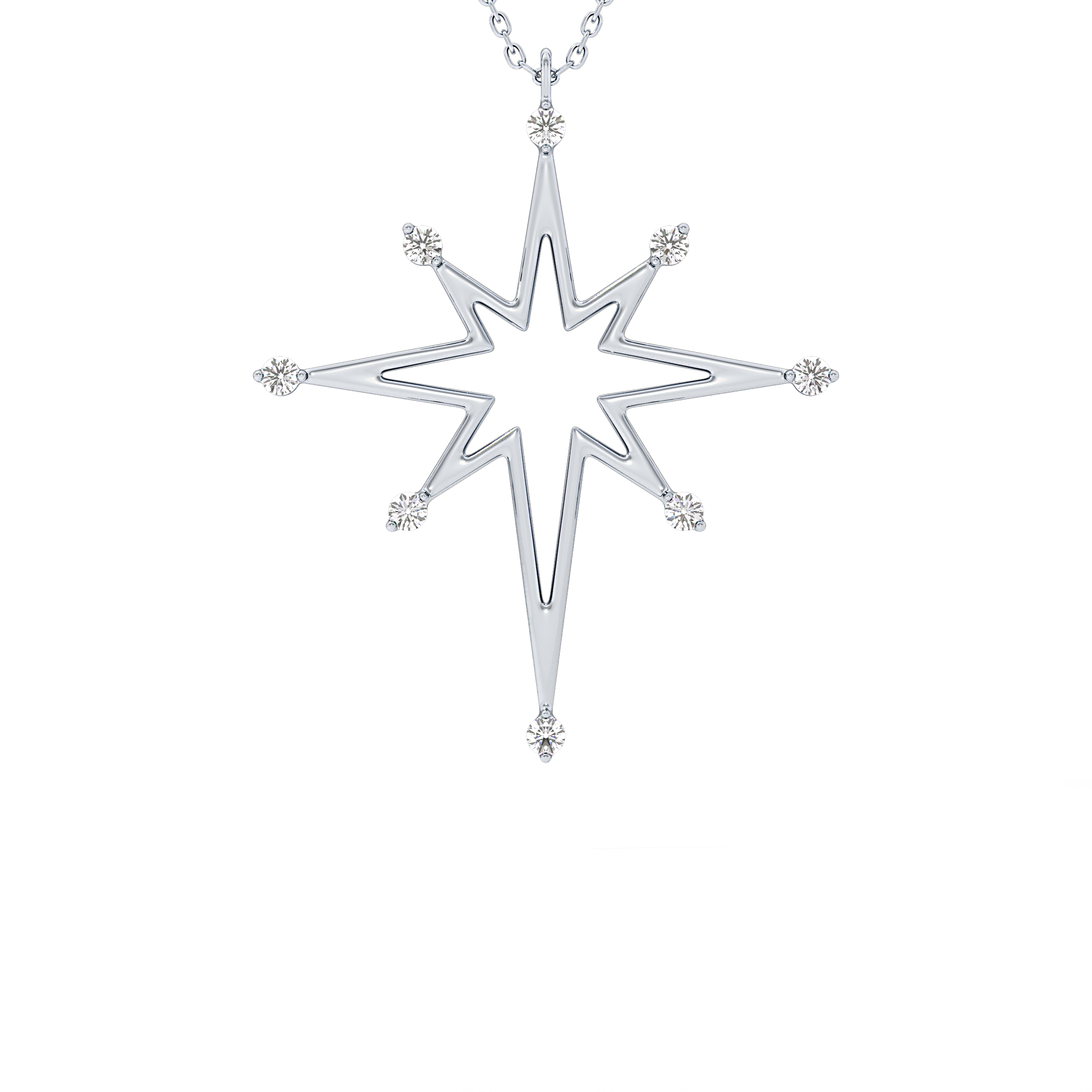 0.17 TCW Round Lab-Grown Diamond Star Shaped Charm Necklace 14