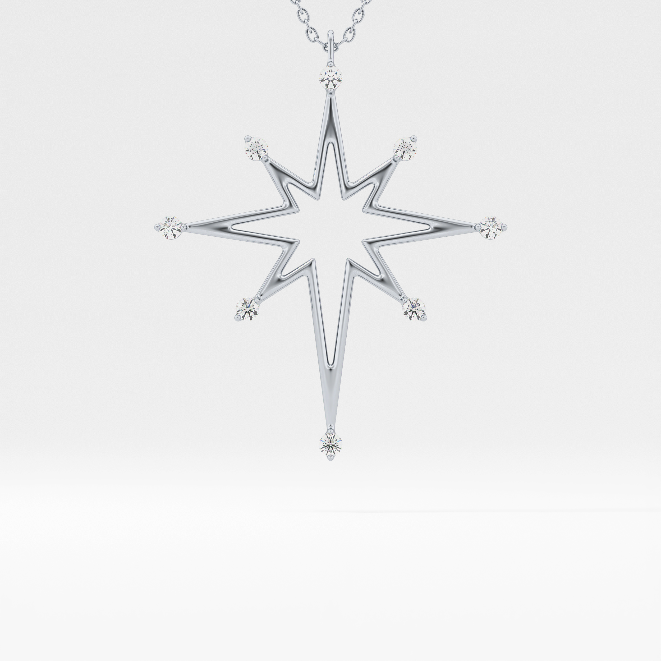0.17 TCW Round Lab-Grown Diamond Star Shaped Charm Necklace 13