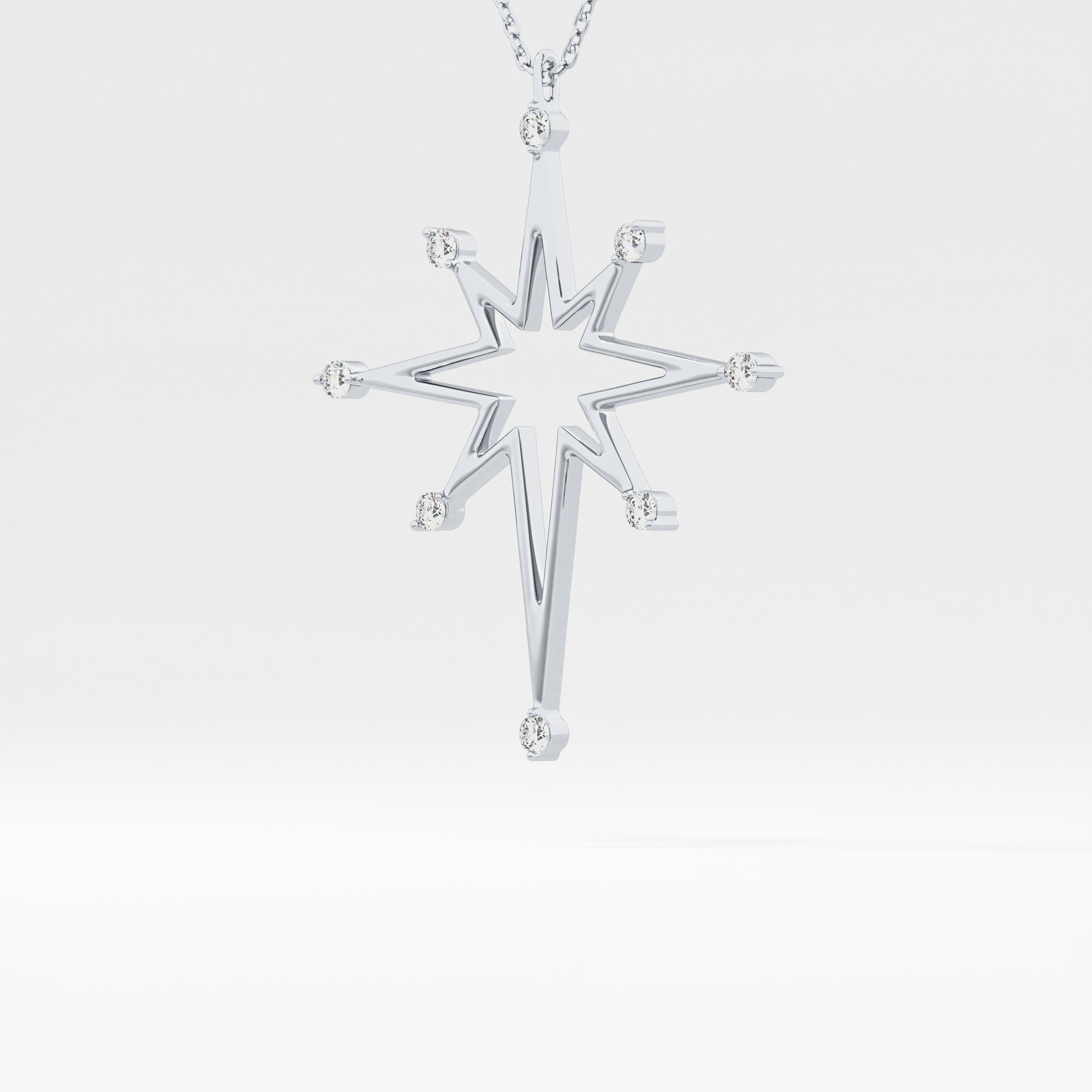 0.17 TCW Round Lab-Grown Diamond Star Shaped Charm Necklace 15