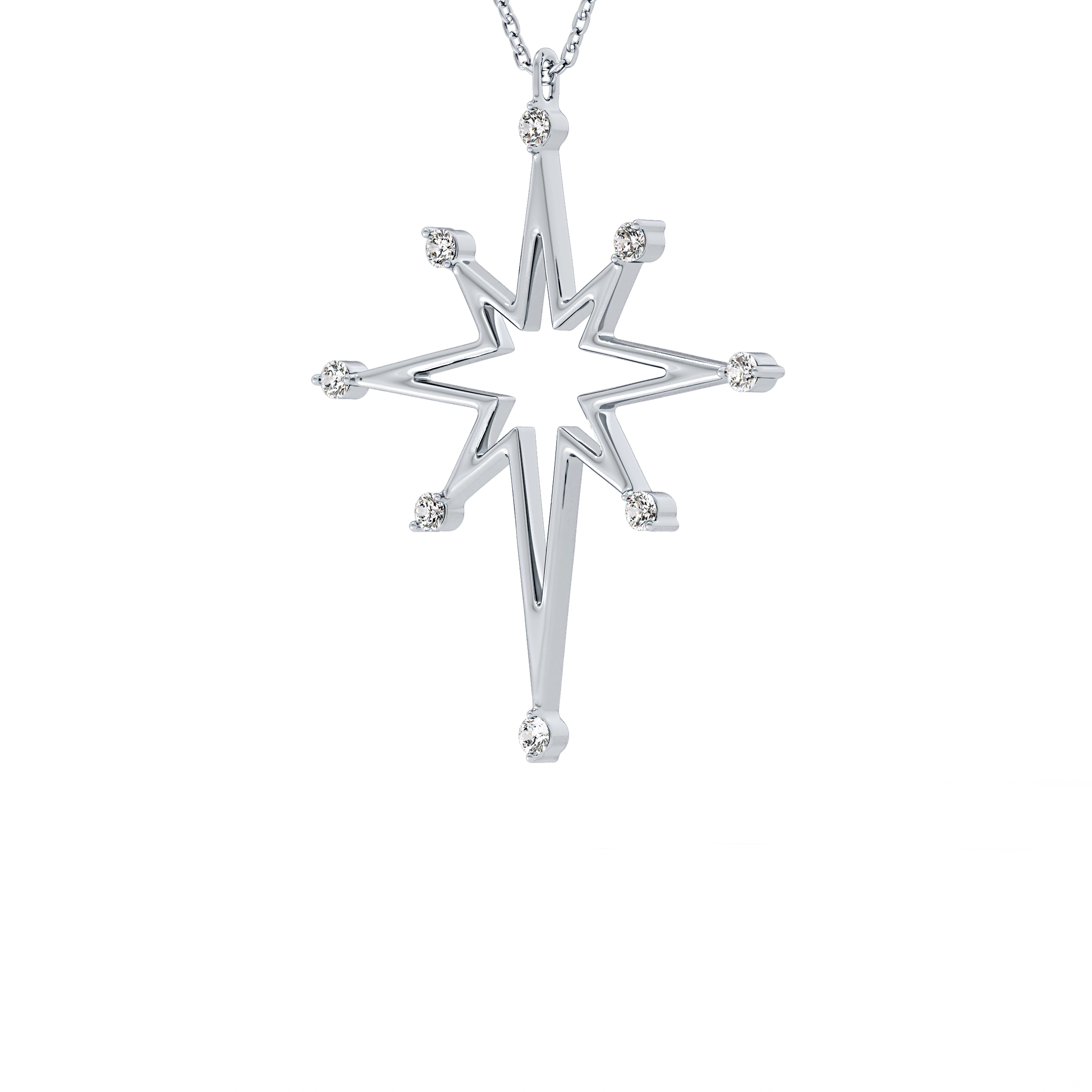 0.17 TCW Round Lab-Grown Diamond Star Shaped Charm Necklace 17