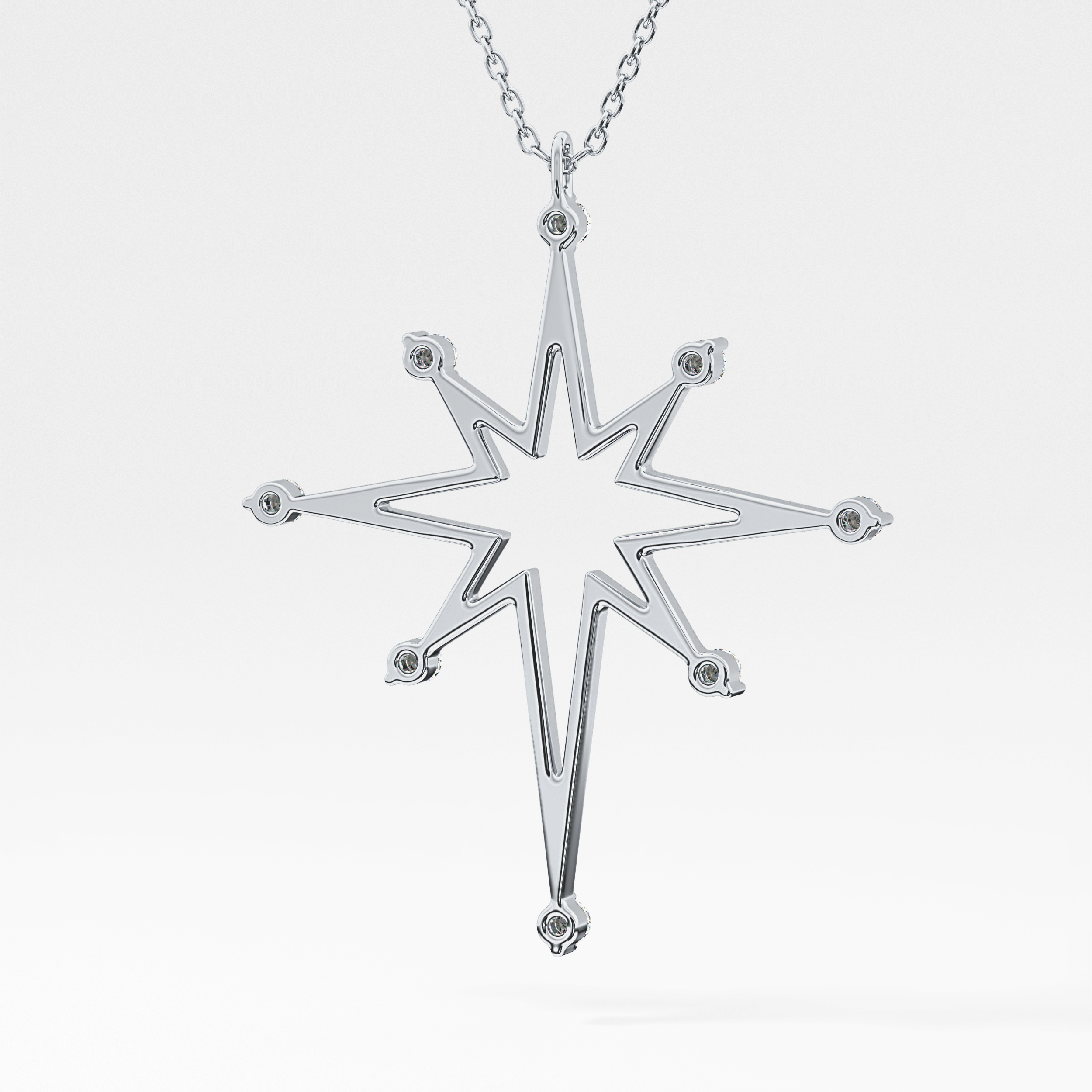 0.17 TCW Round Lab-Grown Diamond Star Shaped Charm Necklace 18