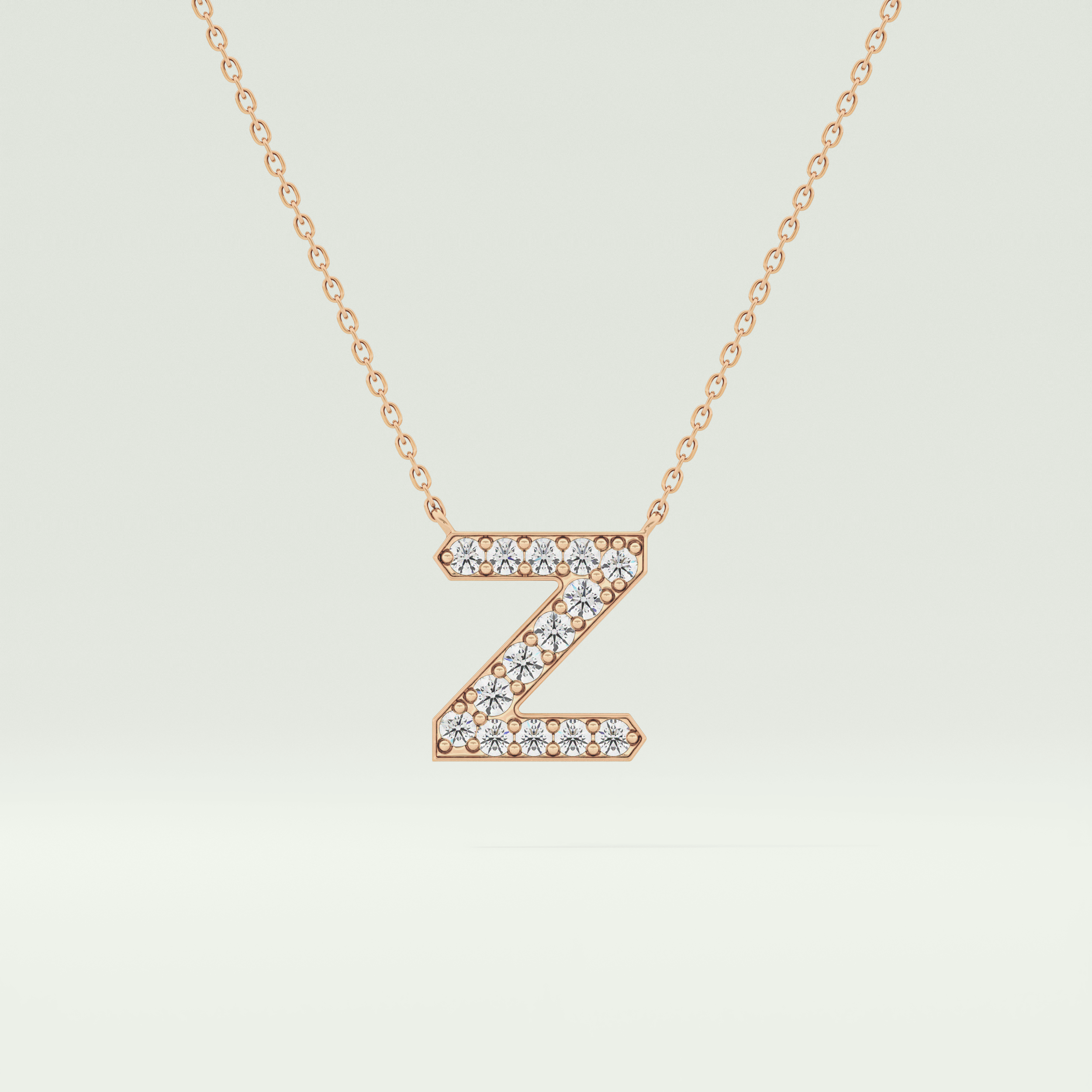 0.28 CT Round Lab-Grown Diamond Z Initial Necklace 5