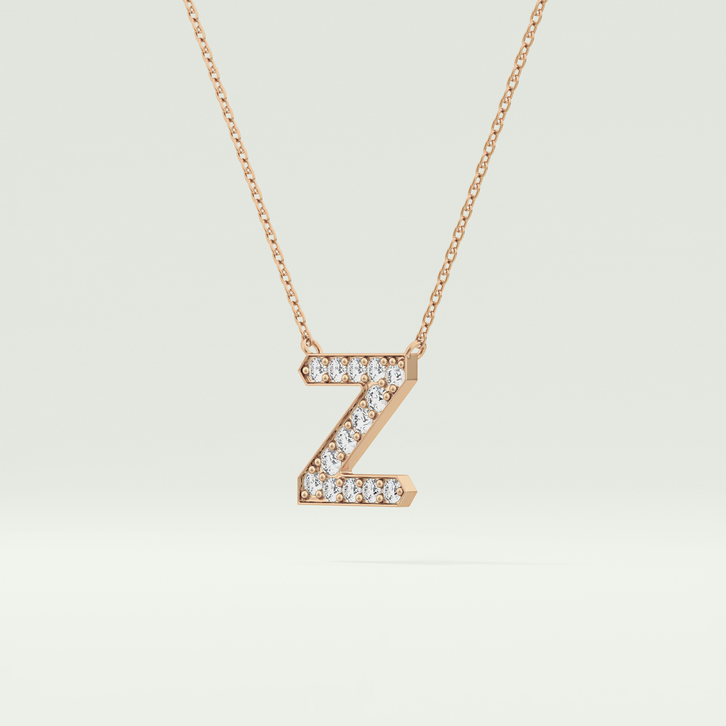 0.28 CT Round Lab-Grown Diamond Z Initial Necklace 6