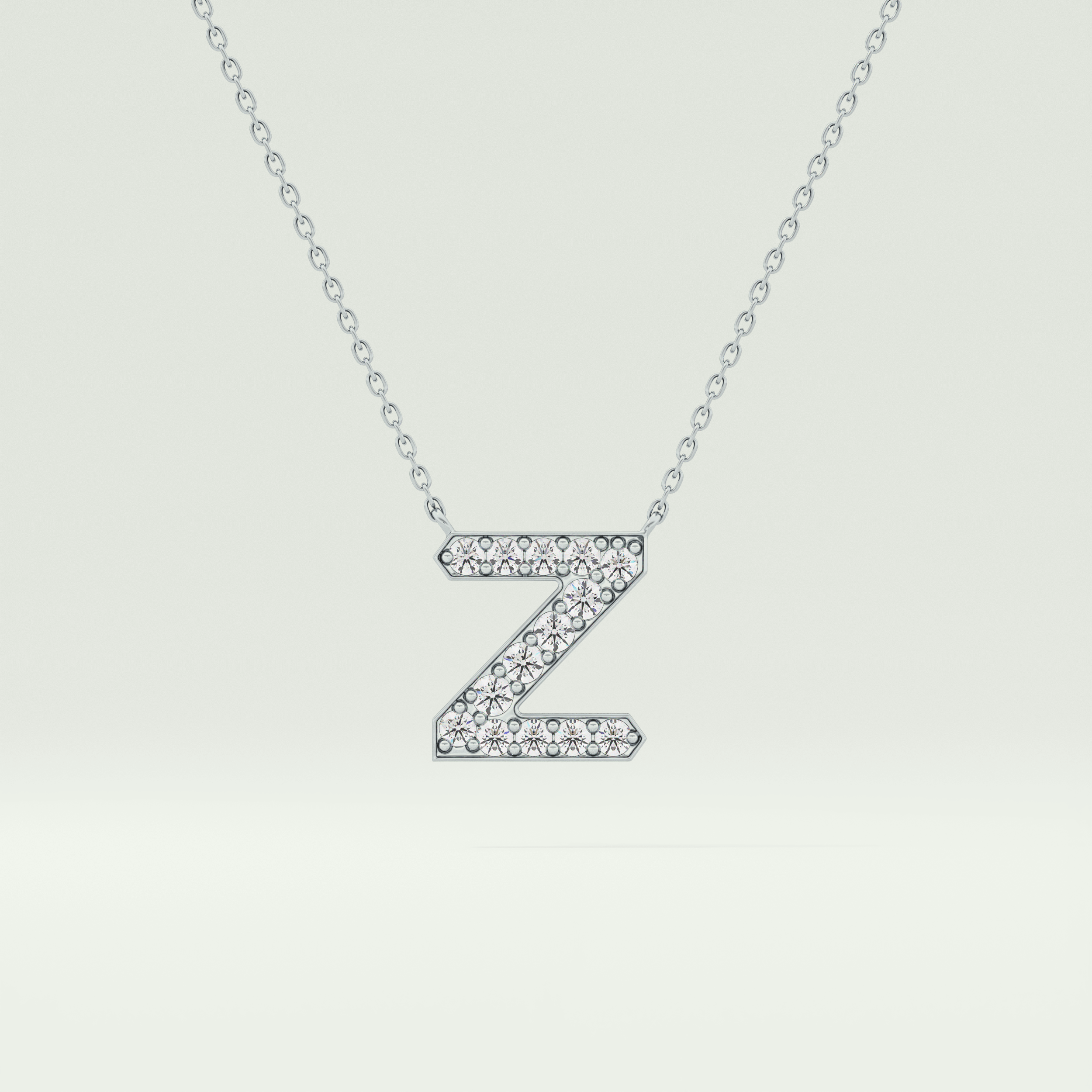 0.28 CT Round Lab-Grown Diamond Z Initial Necklace 9