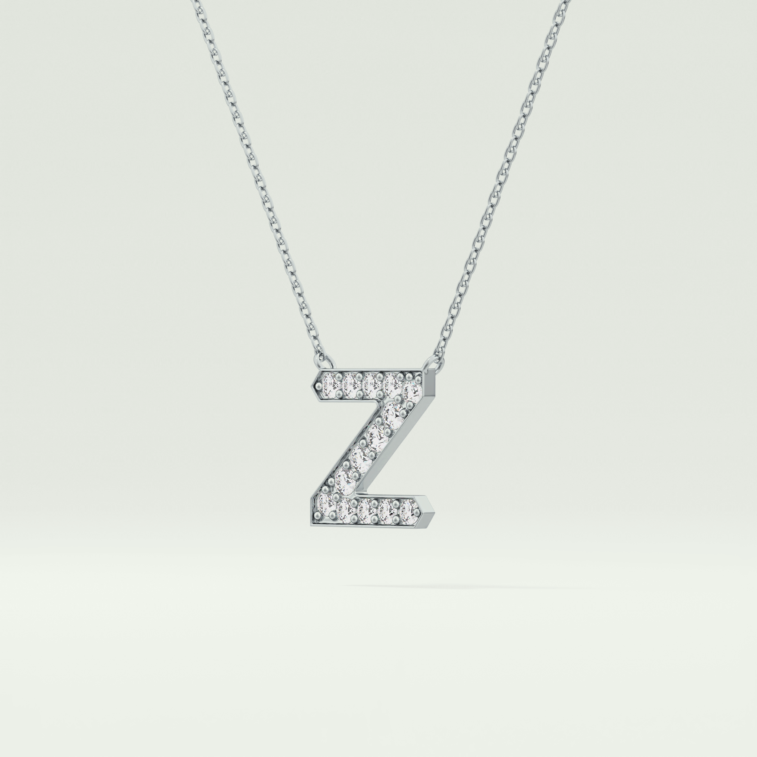 0.28 CT Round Lab-Grown Diamond Z Initial Necklace 10