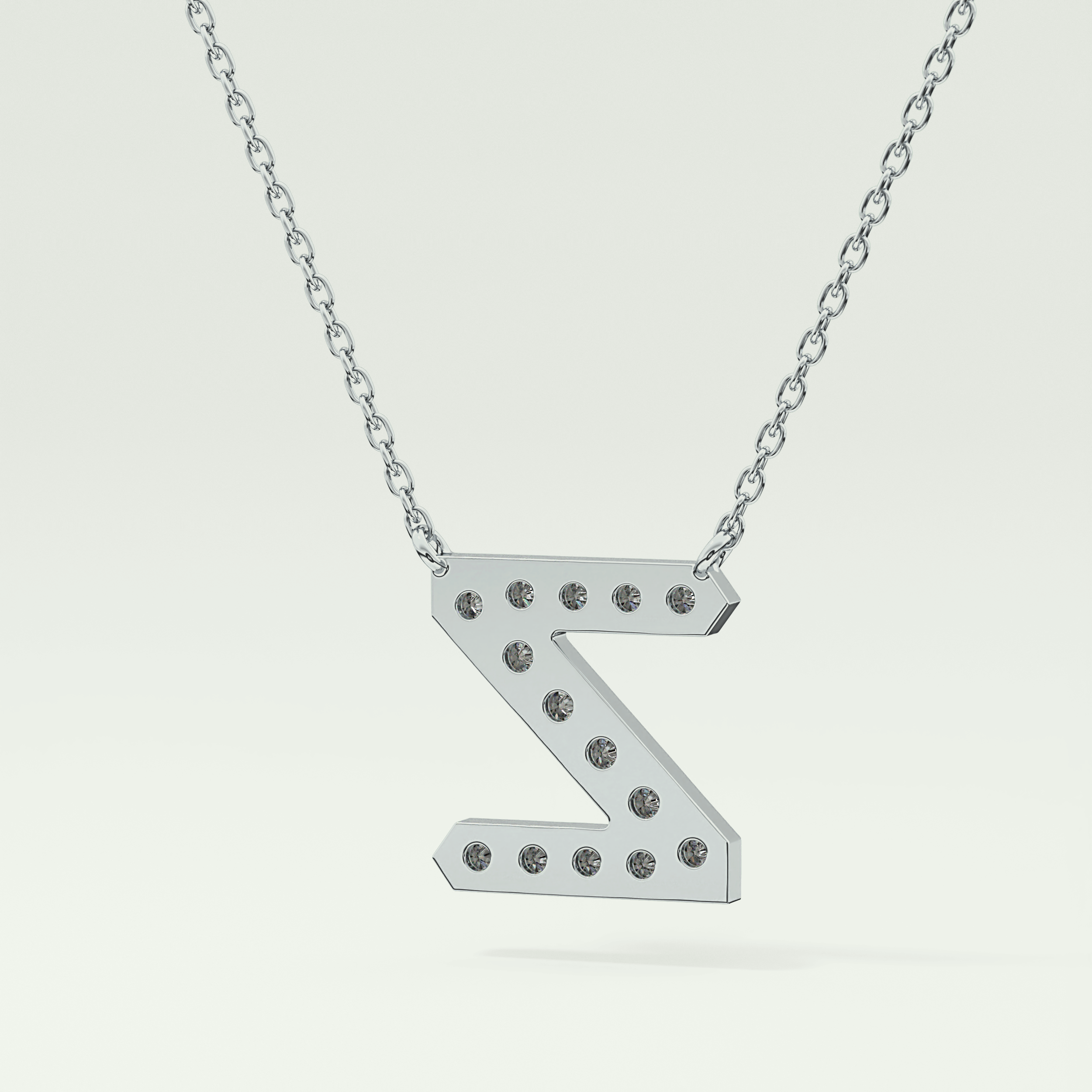 0.28 CT Round Lab-Grown Diamond Z Initial Necklace 12