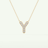 0.23 CT Round Lab-Grown Diamond Y Initial Necklace 2