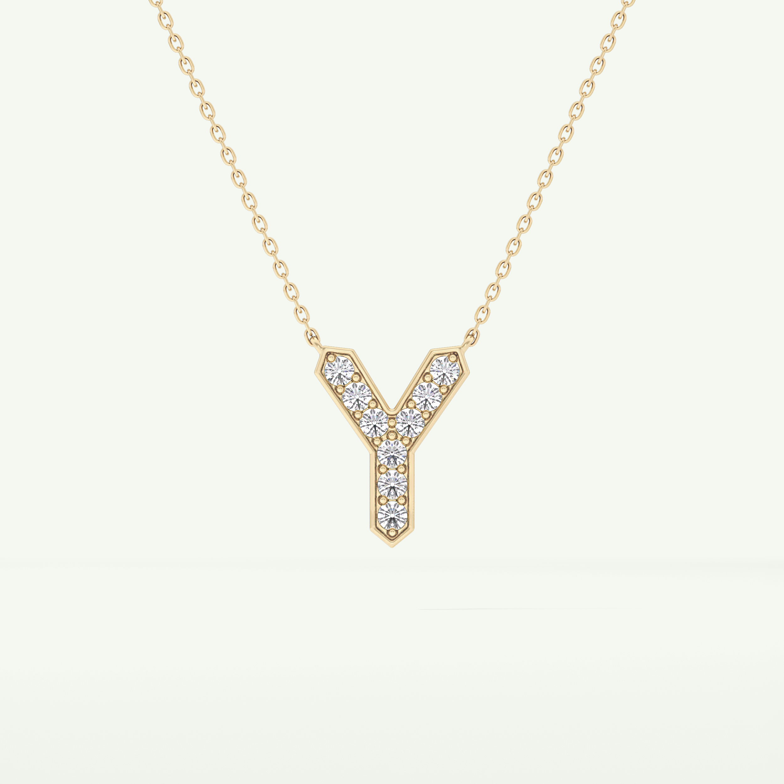 0.23 CT Round Lab-Grown Diamond Y Initial Necklace 2