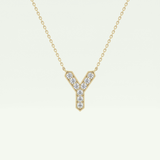 0.23 CT Round Lab-Grown Diamond Y Initial Necklace 1
