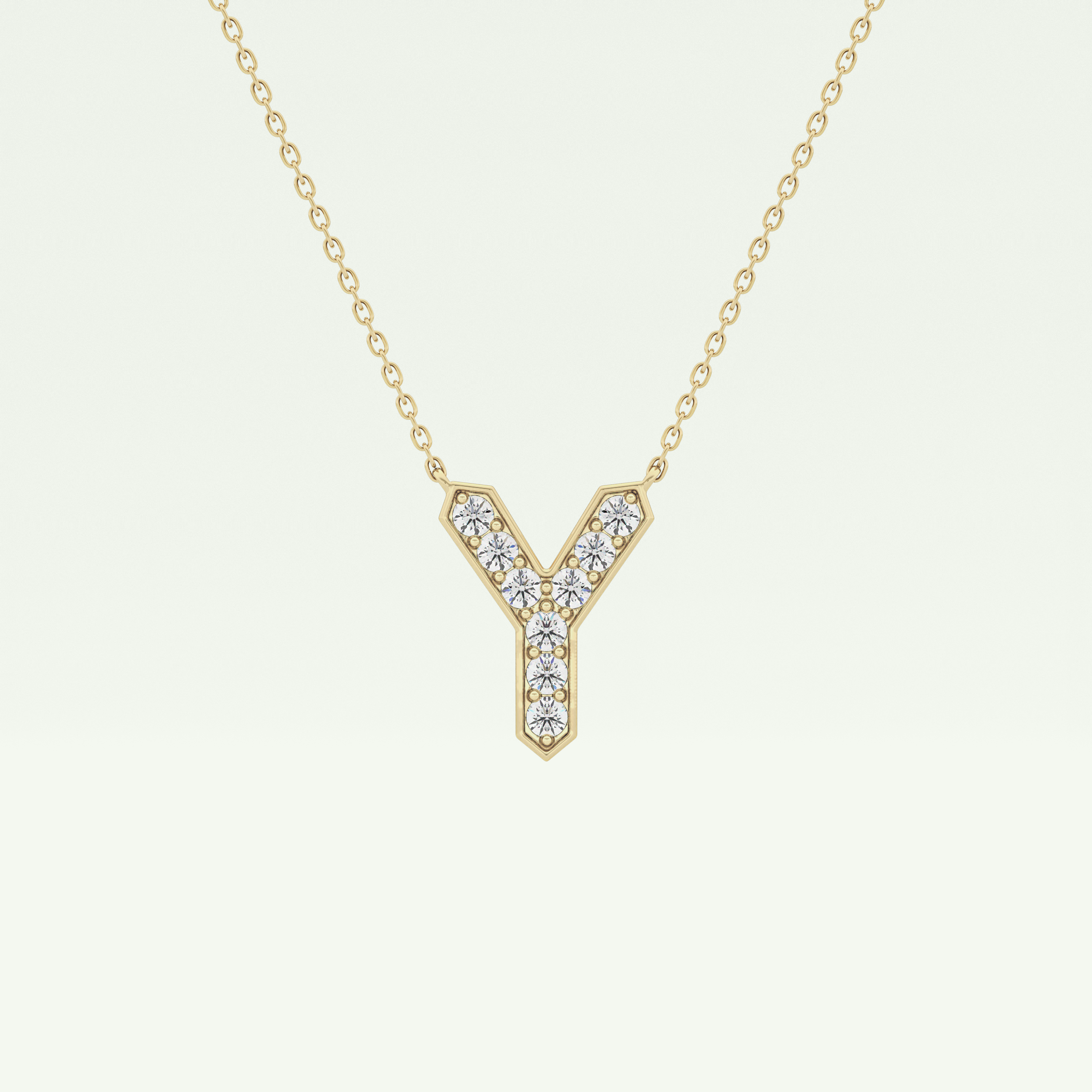 0.23 CT Round Lab-Grown Diamond Y Initial Necklace 1