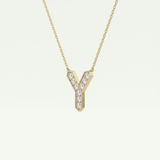 0.23 CT Round Lab-Grown Diamond Y Initial Necklace 3