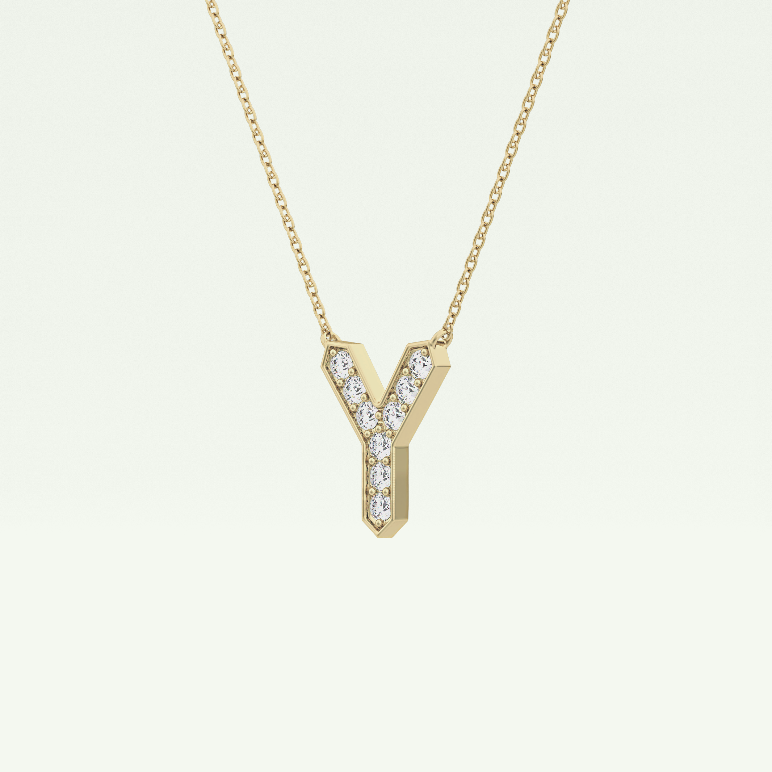 0.23 CT Round Lab-Grown Diamond Y Initial Necklace 3