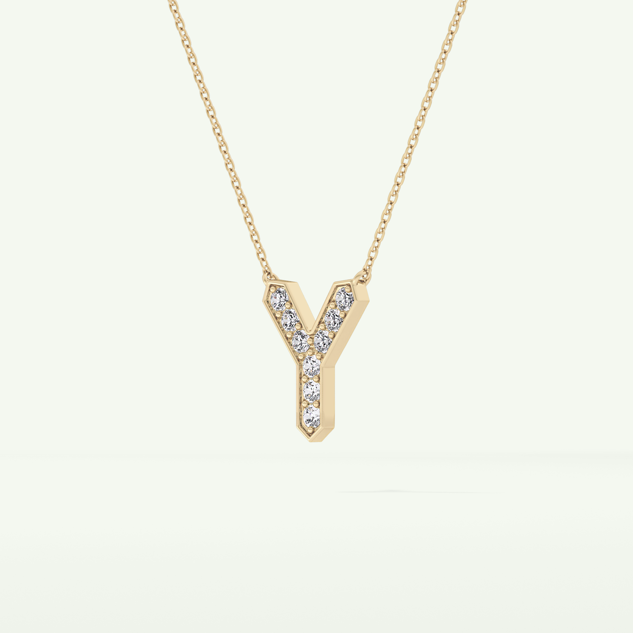 0.23 CT Round Lab-Grown Diamond Y Initial Necklace 5