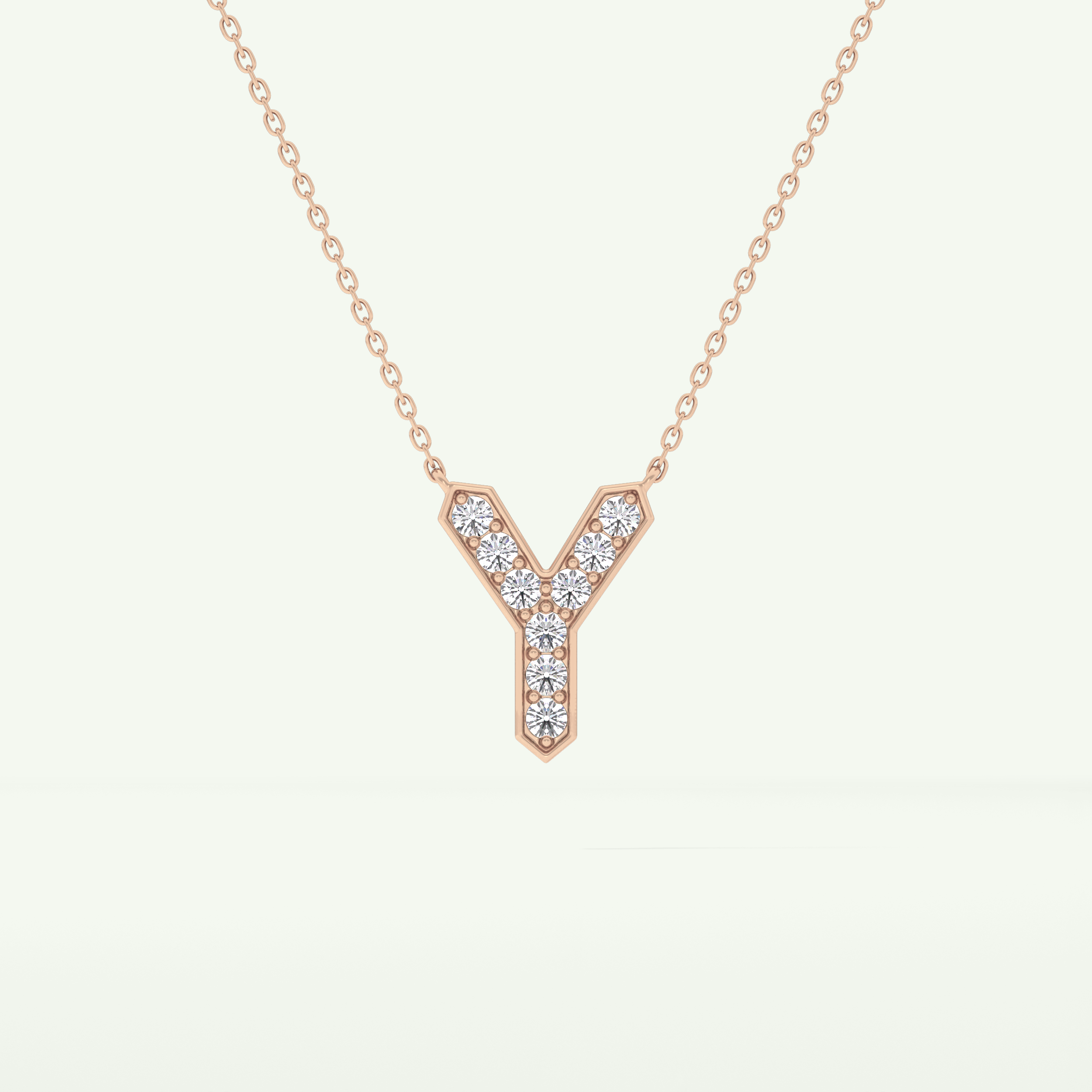 0.23 CT Round Lab-Grown Diamond Y Initial Necklace 9