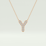 0.23 CT Round Lab-Grown Diamond Y Initial Necklace 8