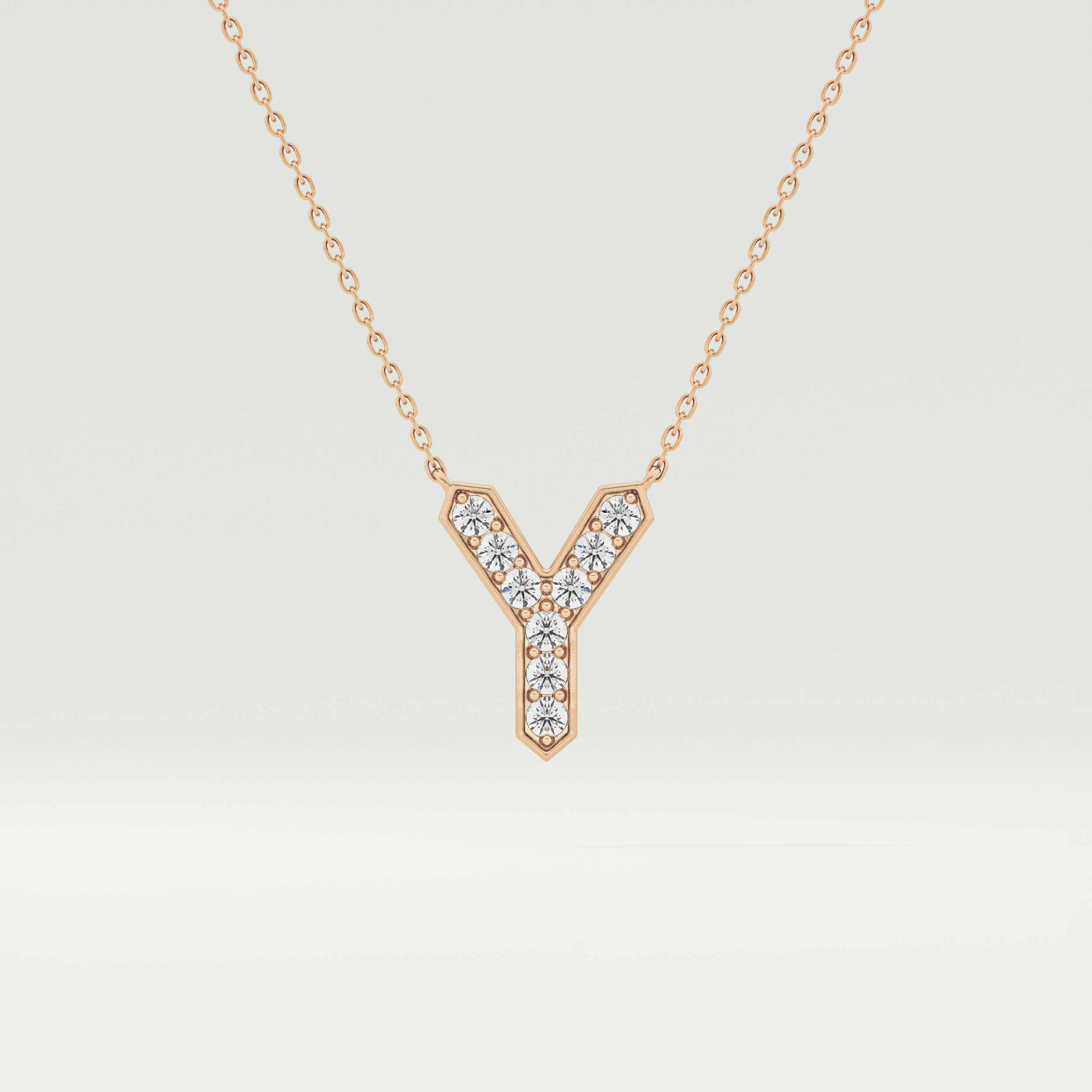 0.23 CT Round Lab-Grown Diamond Y Initial Necklace 8