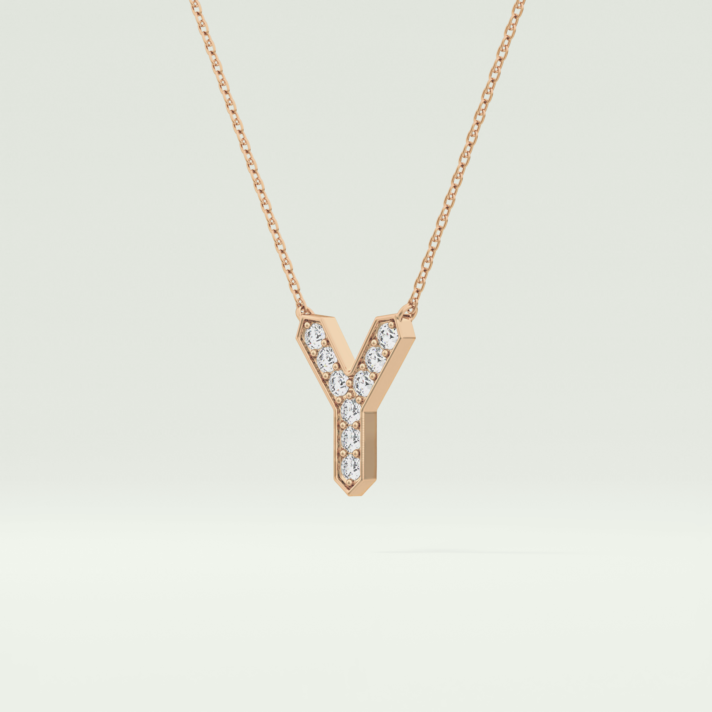 0.23 CT Round Lab-Grown Diamond Y Initial Necklace 10