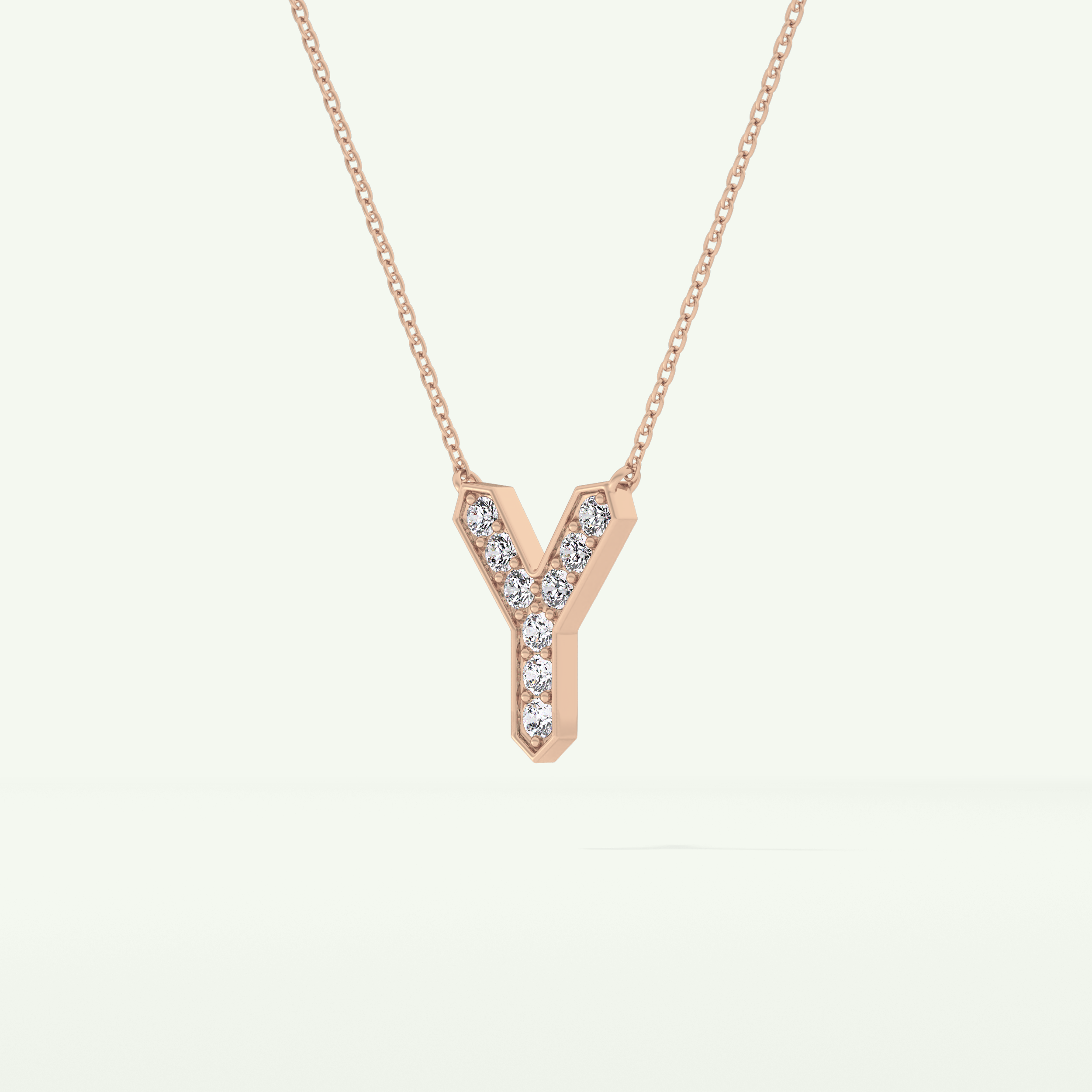 0.23 CT Round Lab-Grown Diamond Y Initial Necklace 12