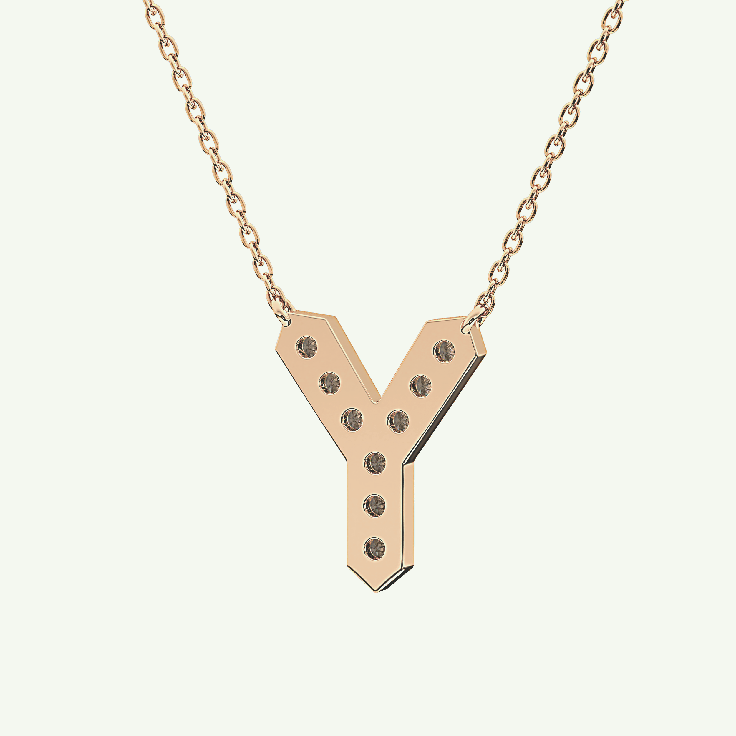 0.23 CT Round Lab-Grown Diamond Y Initial Necklace 13
