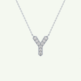 0.23 CT Round Lab-Grown Diamond Y Initial Necklace 16